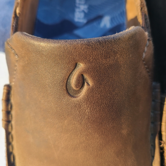 Men's Olukai Kalia brown Leather Slip-OnShoe Collapsible Heel - Picture 5 of 10